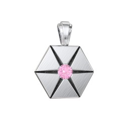 Men's Engravable Starburst Hexagon Pendant with Gemstone