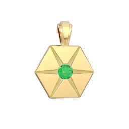 Men's Engravable Starburst Hexagon Pendant with Gemstone