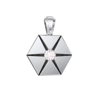 Men's Engravable Starburst Hexagon Pendant with Gemstone