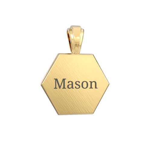 Men's Engravable Starburst Hexagon Pendant with Gemstone