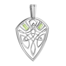 Men's Celtic Shield Pendant with Baguette Gemstones
