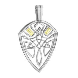 Men's Celtic Shield Pendant with Baguette Gemstones
