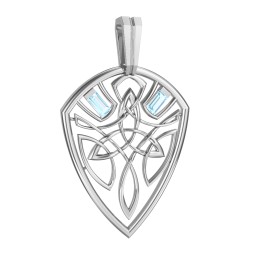 Men's Celtic Shield Pendant with Baguette Gemstones in 925 Sterling Silver