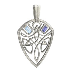 Men's Celtic Shield Pendant with Baguette Gemstones