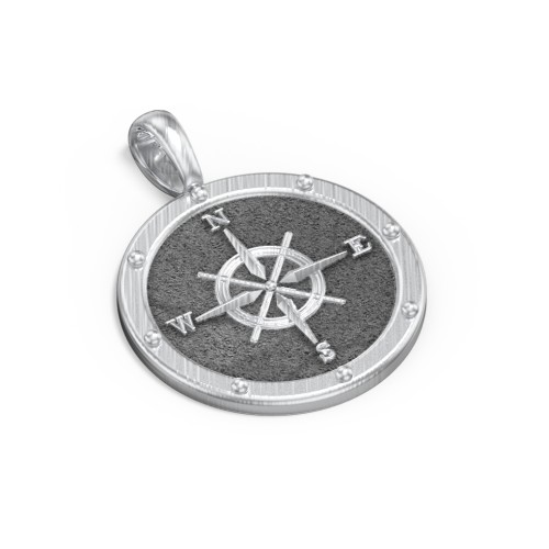 Men's Engravable Compass Pendant – Sterling Silver