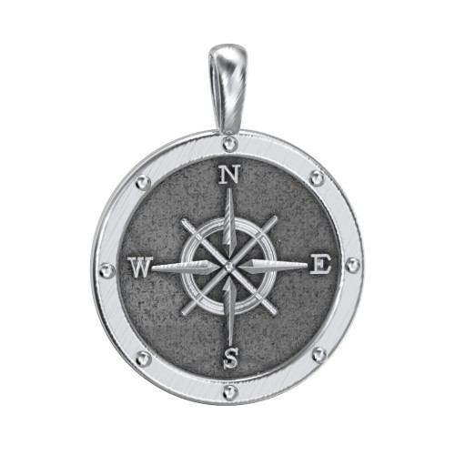 Men's Engravable Compass Pendant – Sterling Silver