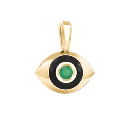 Men's Engravable Evil Eye Gemstone Pendant with Cold Enamel