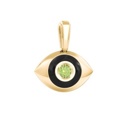 Men's Engravable Evil Eye Gemstone Pendant with Cold Enamel