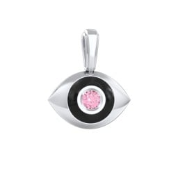Men's Engravable Evil Eye Gemstone Pendant with Cold Enamel