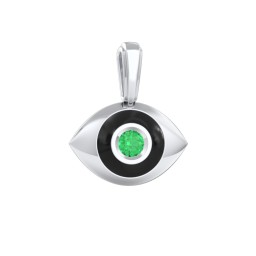 Men's Engravable Evil Eye Gemstone Pendant with Cold Enamel