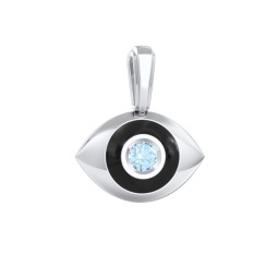 Men's Engravable Evil Eye Gemstone Pendant with Cold Enamel in 925 Sterling Silver with Blue Topaz