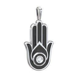 Men's Engravable Hamsa Gemstone Pendant with Cold Enamel