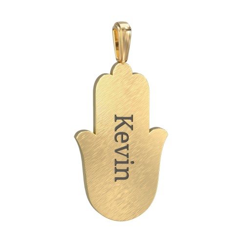Men's Engravable Hamsa Gemstone Pendant with Cold Enamel
