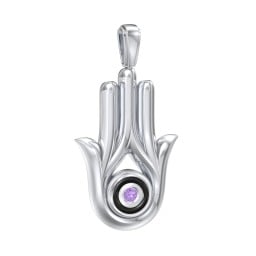Men's Hamsa Pendant with Gemstone & Cold Enamel