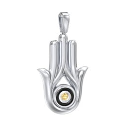 Men's Hamsa Pendant with Gemstone & Cold Enamel
