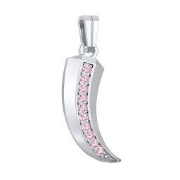 Men's Engravable Claw Pendant with Gemstones in 925 Sterling Silver with Pink Tourmaline
