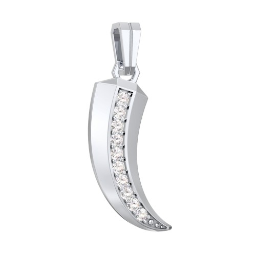 Men's Engravable Claw Pendant with Gemstones – Sterling Silver with Cubic Zirconia