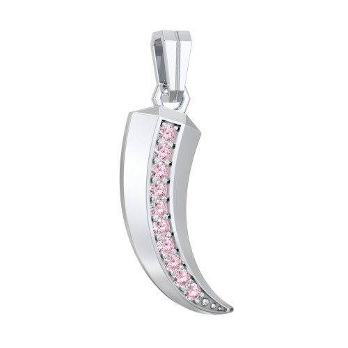 Men's Engravable Claw Pendant with Gemstones – Sterling Silver with Pink Tourmaline