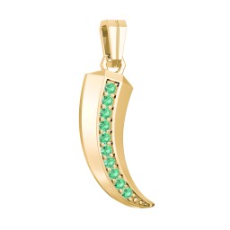 Men's Engravable Claw Pendant with Gemstones in 10K Solid Yellow Gold with Emerald