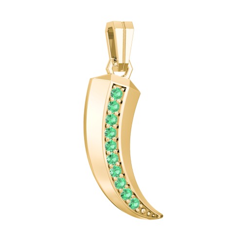 Men's Engravable Claw Pendant with Gemstones – 10K Yellow Gold with Emerald