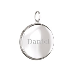 Engravable Round Photo Locket Charm – Sterling Silver
