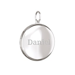 Engravable Round Photo Locket Charm in 925 Sterling Silver