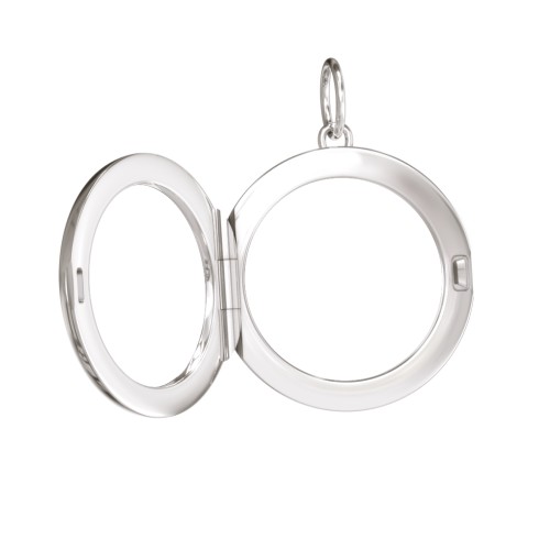 Engravable Round Photo Locket Charm – Sterling Silver