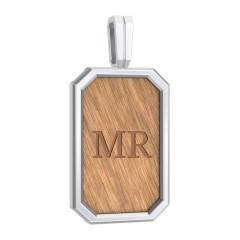 Men’s Engravable Framed Wood Pendant - Cherry – Sterling Silver