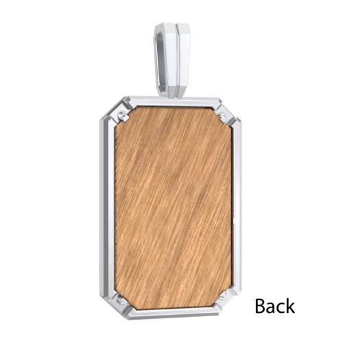 Men’s Engravable Framed Wood Pendant - Cherry – Sterling Silver