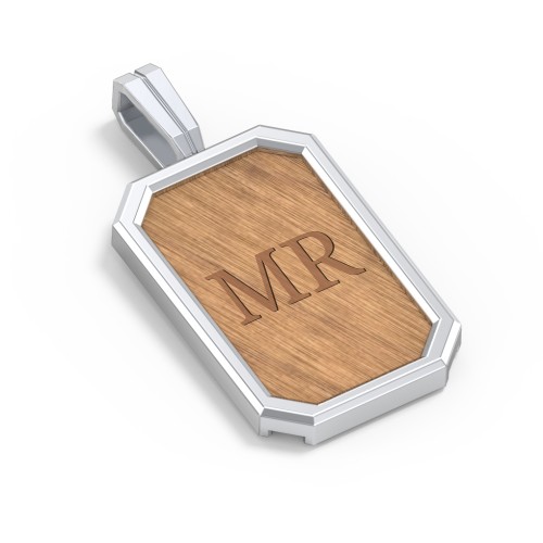 Men’s Engravable Framed Wood Pendant - Cherry – Sterling Silver