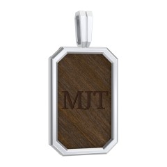 Men’s Engravable Framed Wood Pendant - Walnut – Sterling Silver
