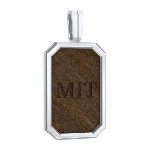 Men’s Engravable Framed Wood Pendant - Walnut – Sterling Silver