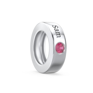 Engravable Ring Charm with a Birthstone