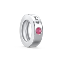 Engravable Ring Charm with a Birthstone – Sterling Silver with Ruby