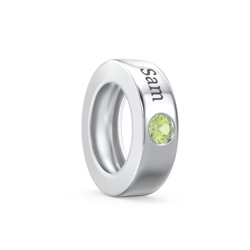 Engravable Ring Charm with a Birthstone – Sterling Silver with Peridot