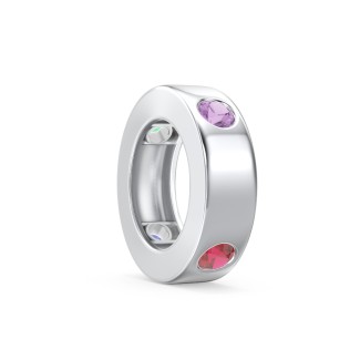 10K White Gold Multi-Birthstone Stacking Ring Charm with Pink Sapphire Stones