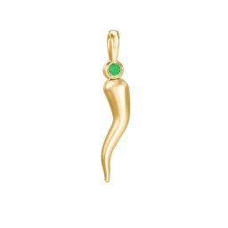 Men's Italian Horn Pendant with 2 Birthstones