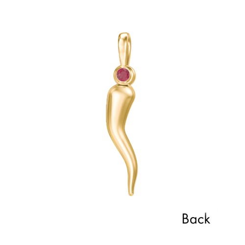 Men's Italian Horn Pendant with 2 Birthstones
