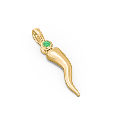 Men's Italian Horn Pendant with 2 Birthstones