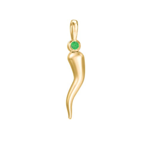 Men's Italian Horn Pendant with 2 Birthstones