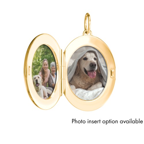 Engravable Oval Photo Locket Charm – 18K Gold Plated Silver
