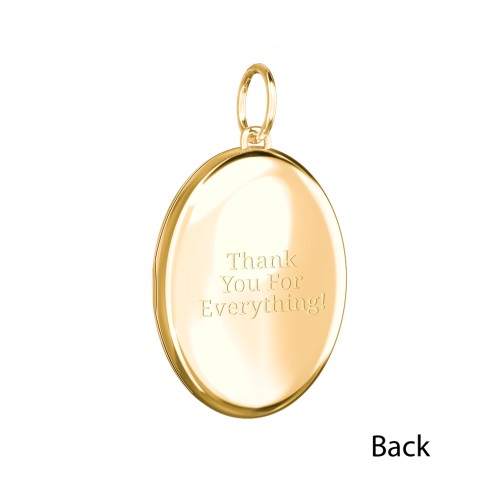 Engravable Oval Photo Locket Charm – 18K Gold Plated Silver