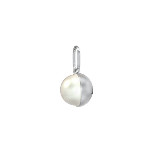 Engravable Half-Cup Pearl Charm – Sterling Silver with Freshwater Pearl
