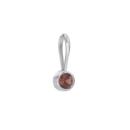 Bezel-Set Round Cut Charm (Dainty) in 925 Sterling Silver with Garnet