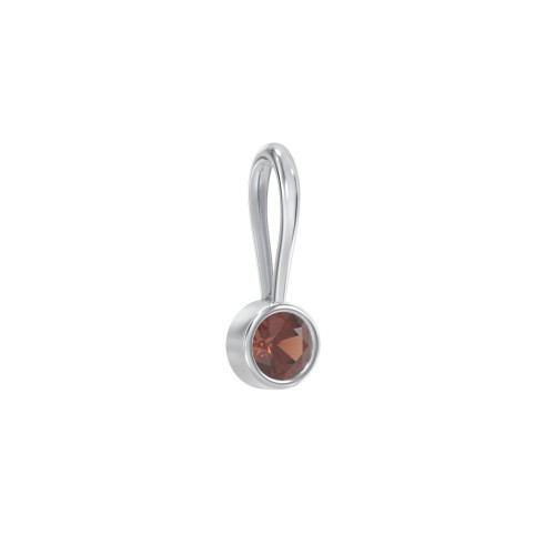 Bezel-Set Round Cut Charm (Dainty) – Sterling Silver with Garnet
