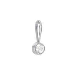 Bezel-Set Round Cut Charm (Dainty) in 925 Sterling Silver with Diamond