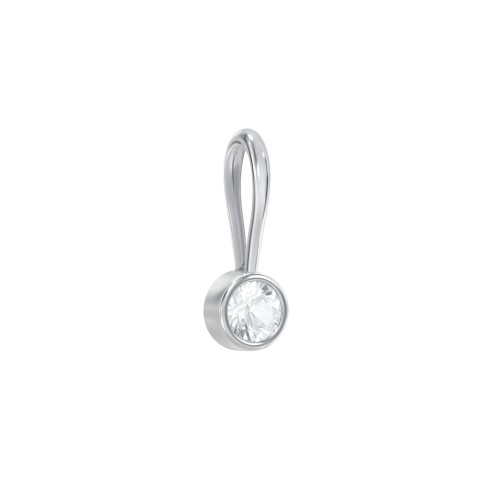 Bezel-Set Round Cut Charm (Dainty) – Sterling Silver with Aquamarine