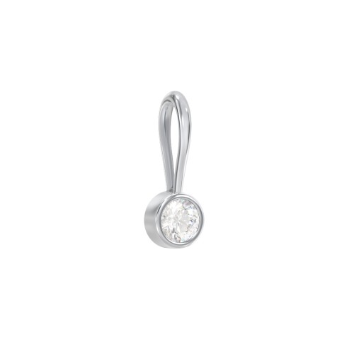 Bezel-Set Round Cut Charm (Dainty) – Sterling Silver with Diamond