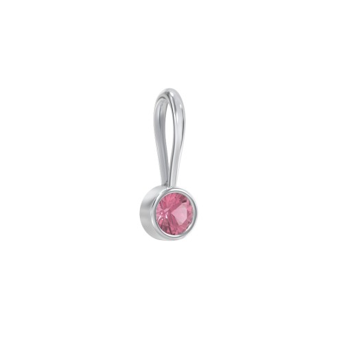 Bezel-Set Round Cut Charm (Dainty) – Sterling Silver with Pink Tourmaline