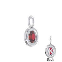 Oval Frame Stone Charm With Back Initial